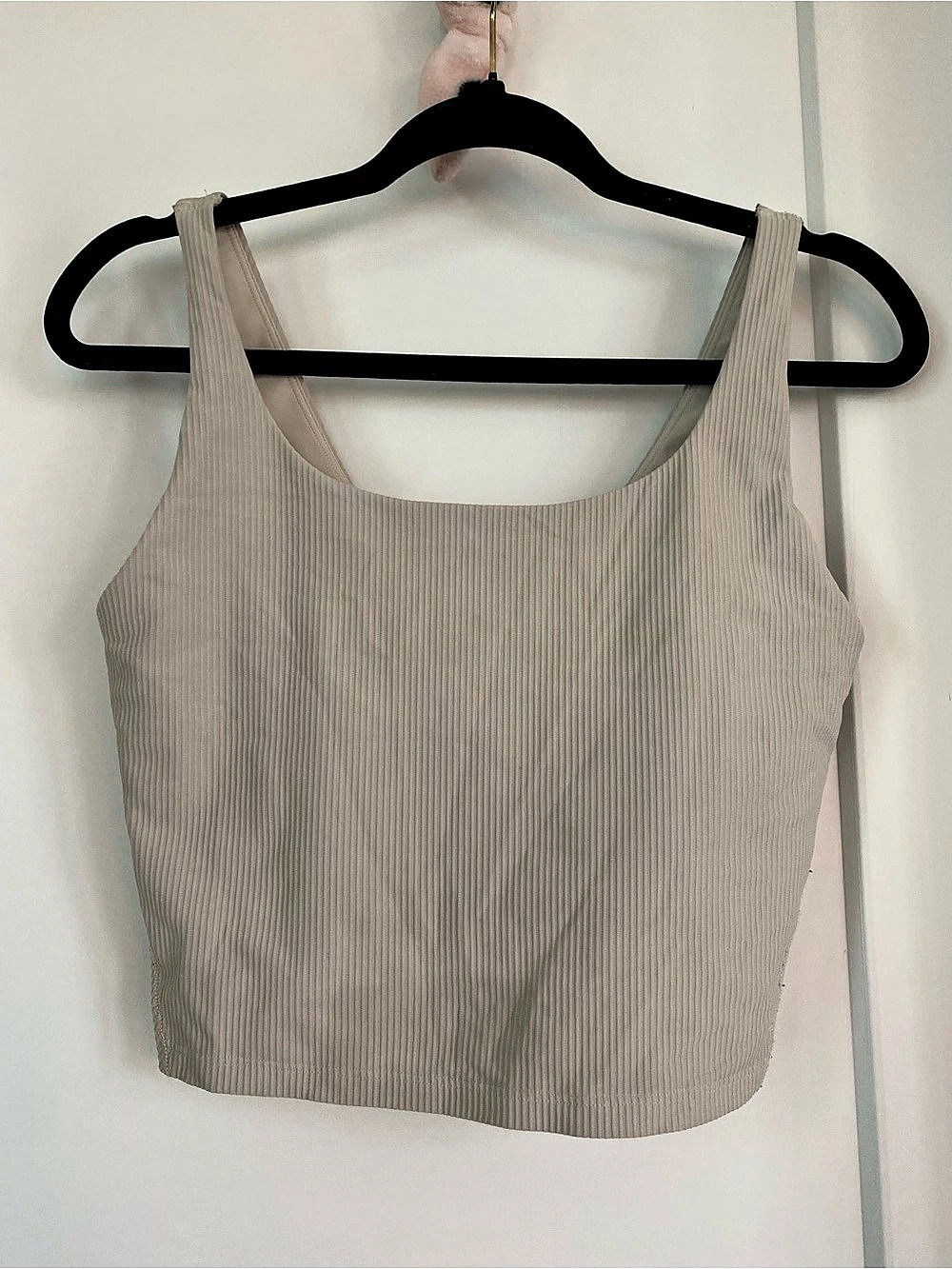 Old Navy PowerSoft Cropped Ribbed Shelf-Bra Tank Top in Beige